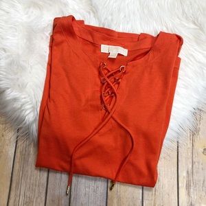 Micheal Kors Lace Up Short‎ Sleeve Top size S